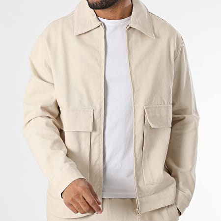 KZR - Ensemble Veste Zippée Et Pantalon Cargo Beige