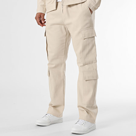 KZR - Ensemble Veste Zippée Et Pantalon Cargo Beige