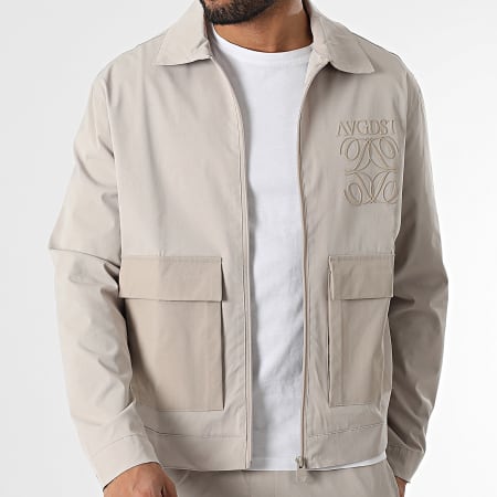 KZR - Ensemble Veste Zippée Et Pantalon Cargo Beige