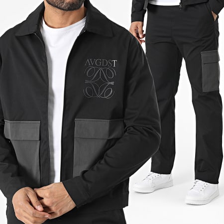 KZR - Ensemble Veste Zippée Et Pantalon Cargo Noir