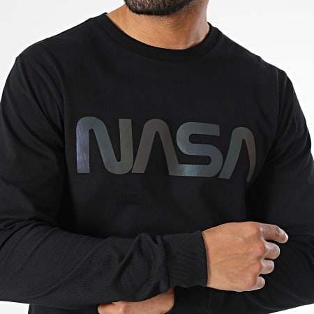 NASA - Tee Shirt Manches Longues Worm Logo Black Rainbow Noir Iridescent