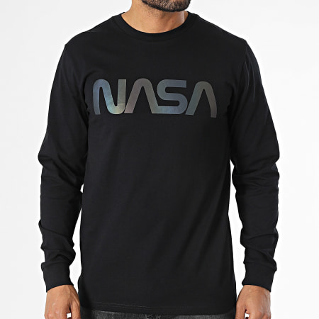 NASA - Tee Shirt Manches Longues Worm Logo Black Rainbow Noir Iridescent