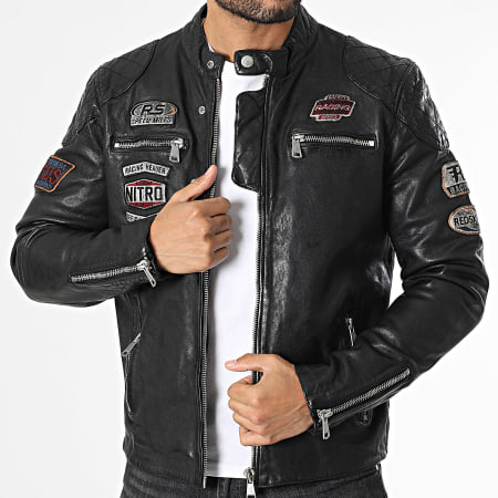 Redskins - Veste Cuir Zippée Nitro Barcelona Noir