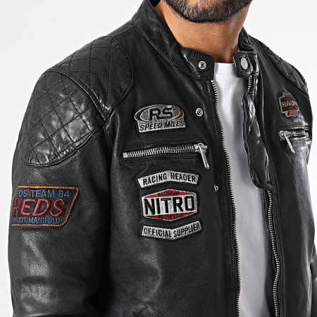 Redskins - Veste Cuir Zippée Nitro Barcelona Noir