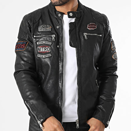 Redskins - Veste Cuir Zippée Nitro Barcelona Noir