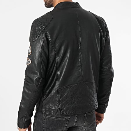 Redskins - Veste Cuir Zippée Nitro Barcelona Noir