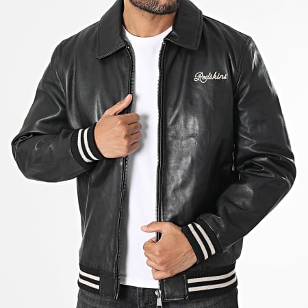 Redskins - Spark Vegas Black Zipped Leather Jacket - Ryses