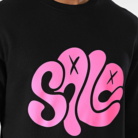 Sale Môme Paris - Conejo Sudadera cuello redondo Recto Verso Negro Rosa Fluo