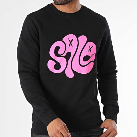 Sale Môme Paris - Conejo Sudadera cuello redondo Recto Verso Negro Rosa Fluo