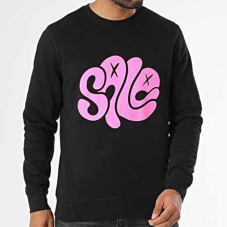 Sale Môme Paris - Conejo Sudadera cuello redondo Recto Verso Negro Rosa Fluo