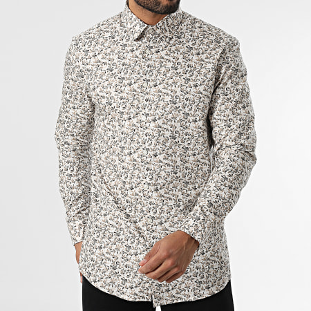 Classic Series - Ethan Slim Camisa Manga Larga Blanca Beige
