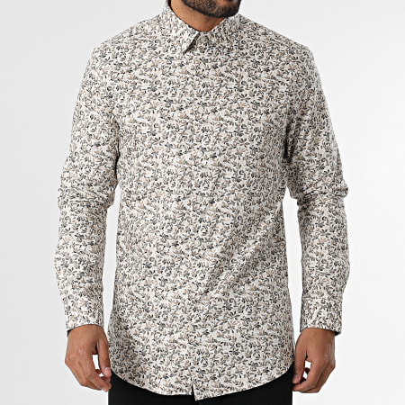 Classic Series - Ethan Slim Camisa Manga Larga Blanca Beige