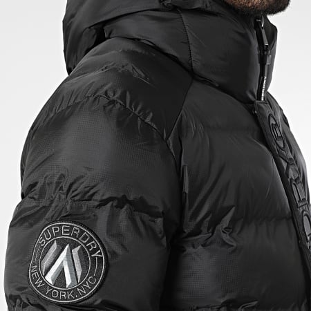 Superdry City Graphic Hooded Down Jacket M5011902A Black Ryses