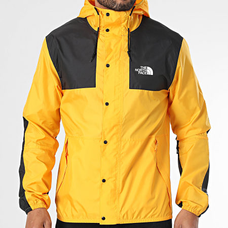 The North Face - Cortavientos con capucha Mountain A5IG3 Amarillo Negro