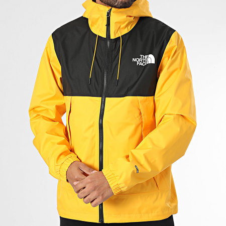 The North Face - Cortavientos con capucha Mountain A5IG2 Amarillo Negro
