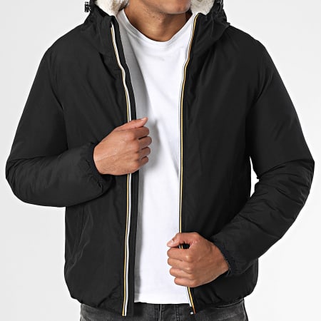 Kymaxx - Parka Courte Interieur Sherpa Capuche Noir