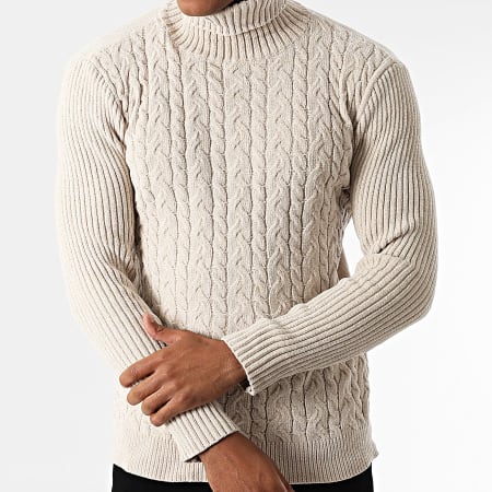 KZR - Pull Col Roulé Beige
