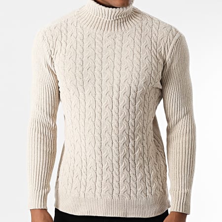 KZR - Pull Col Roulé Beige