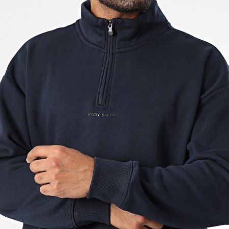 Teddy Smith - Sweat Col Zippé Loten 1086789D Bleu Marine