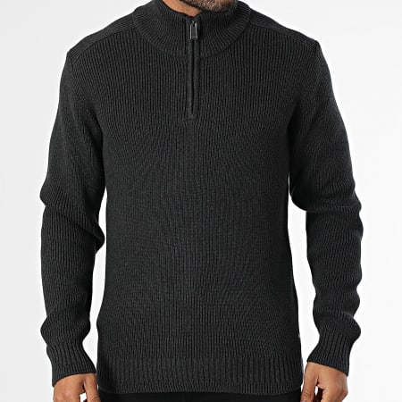 Teddy Smith - Harcour Houtskool Grijze Sweater met Ritssluiting