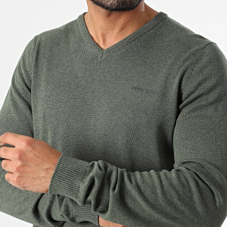 Teddy Smith - Pulser 3 Sweater met V-hals 11516830D Khaki Groen Chiné