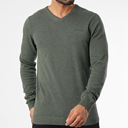 Teddy Smith - Pulser 3 Sweater met V-hals 11516830D Khaki Groen Chiné