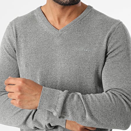 Teddy Smith - Pulser 3 V-hals trui 11516830D Heather Grey