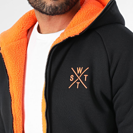 Pull Homme ACTRA 1/2 Zippé, Coupe-vent Léger – Bleu/orange, Taille S (48 Cm Poitrine)
