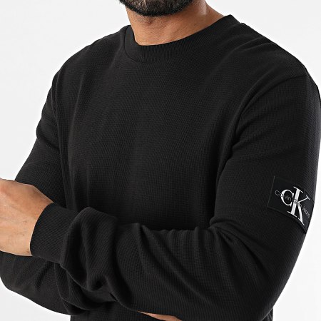 Calvin Klein - Lot De 2 Sweats Crewneck Monogram Badge Waffle 5064 3485 Noir Blanc