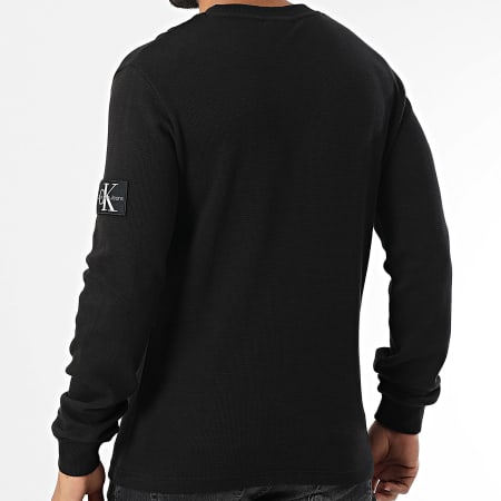 Calvin Klein - Lot De 2 Sweats Crewneck Monogram Badge Waffle 5064 3485 Noir Blanc