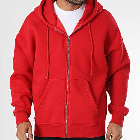Felpa rossa con cappuccio e zip on sale