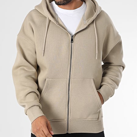 Sudadera marrón claro con capucha y cremallera