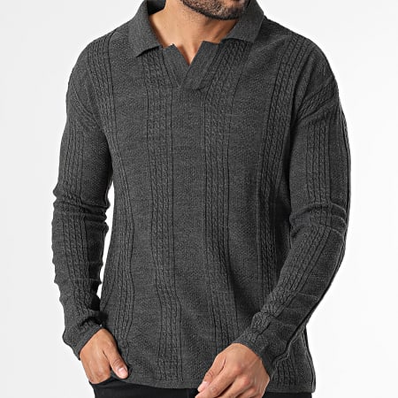 Classic Series - Pull Col V Gris Anthracite
