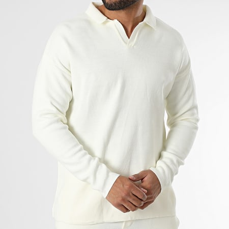 Classic Series - Conjunto de camisa pólo e calças de manga comprida Bege claro