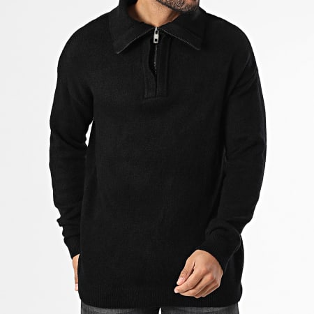 Classic Series - Pull Col Roulé Zippé Noir