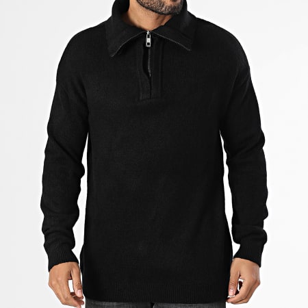 Classic Series - Pull Col Roulé Zippé Noir