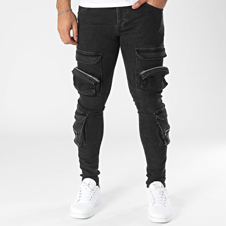 2Y Premium Pantalon Cargo Jean Noir