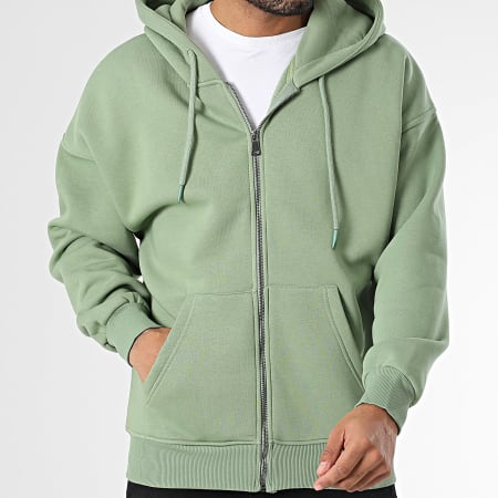 Sweat à capuche zippé vert kaki et imprimé fleuri Fille