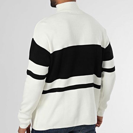 Classic Series - Pull Col Zippé Noir Ecru