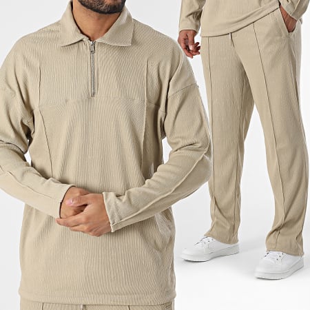 Classic Series - Poloshirt en broek met lange mouwen Beige