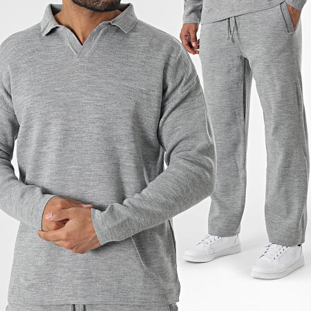 Classic Series - Poloshirt met lange mouwen en broekenset Heather Grey