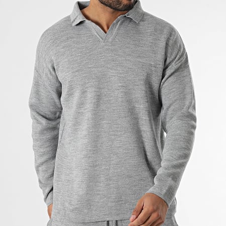 Classic Series - Poloshirt met lange mouwen en broekenset Heather Grey