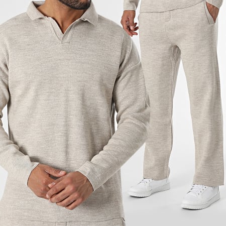 Classic Series - Poloshirt en broek met lange mouwen Beige Chiné