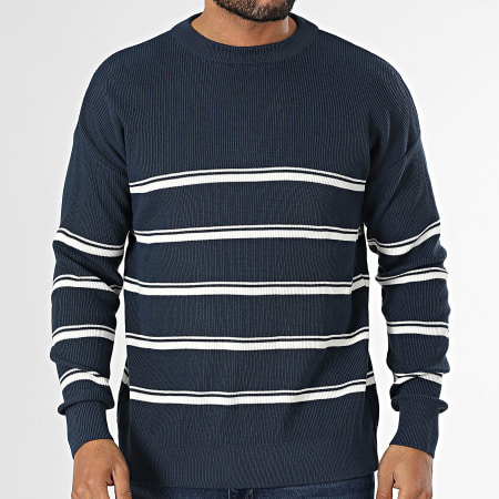Classic Series - Pull A Rayures Bleu Marine Blanc