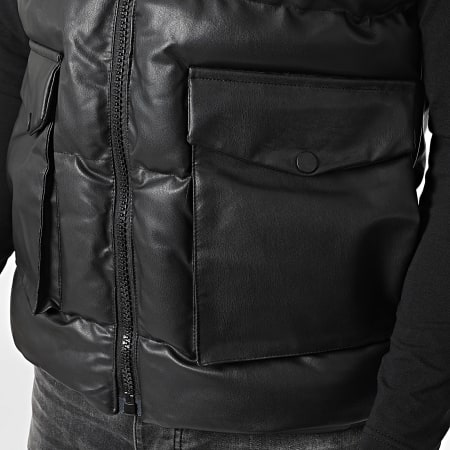 Classic Series - Doudoune Sans Manches Simili Cuir Noir