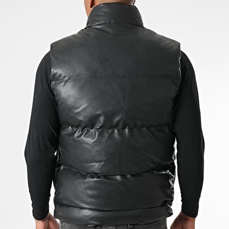 Classic Series - Doudoune Sans Manches Simili Cuir Noir
