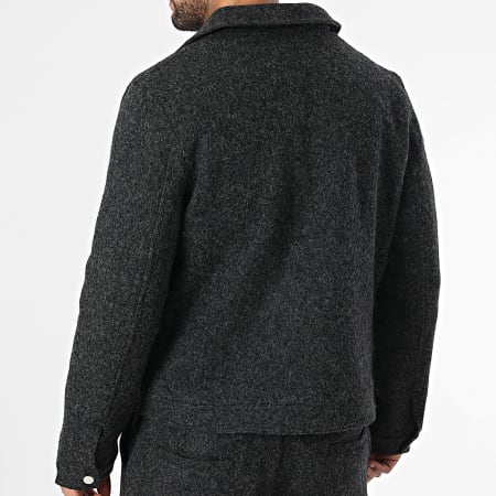 Frilivin - Conjunto de chaqueta y pantalón negro jaspeado con cremallera