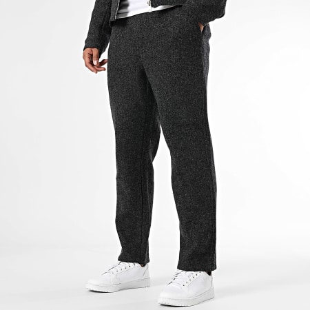 Frilivin - Conjunto de chaqueta y pantalón negro jaspeado con cremallera