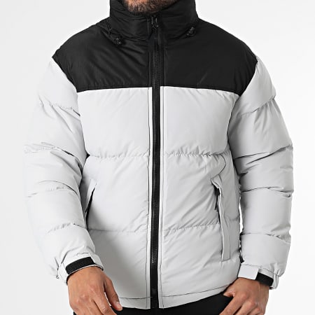 Frilivin - Doudoune Capuche Gris Clair Noir