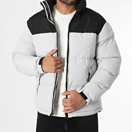 Frilivin - Doudoune Capuche Gris Clair Noir